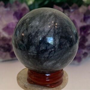 Watermark Cobblestone Carved Stone Sphere Crystal Chakra Healing Orb W Stand 2+"